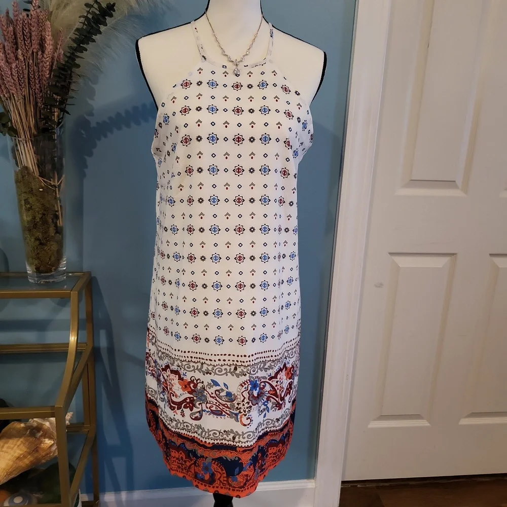 Shein Midi Geometric White Dress - Picture 1 of 8